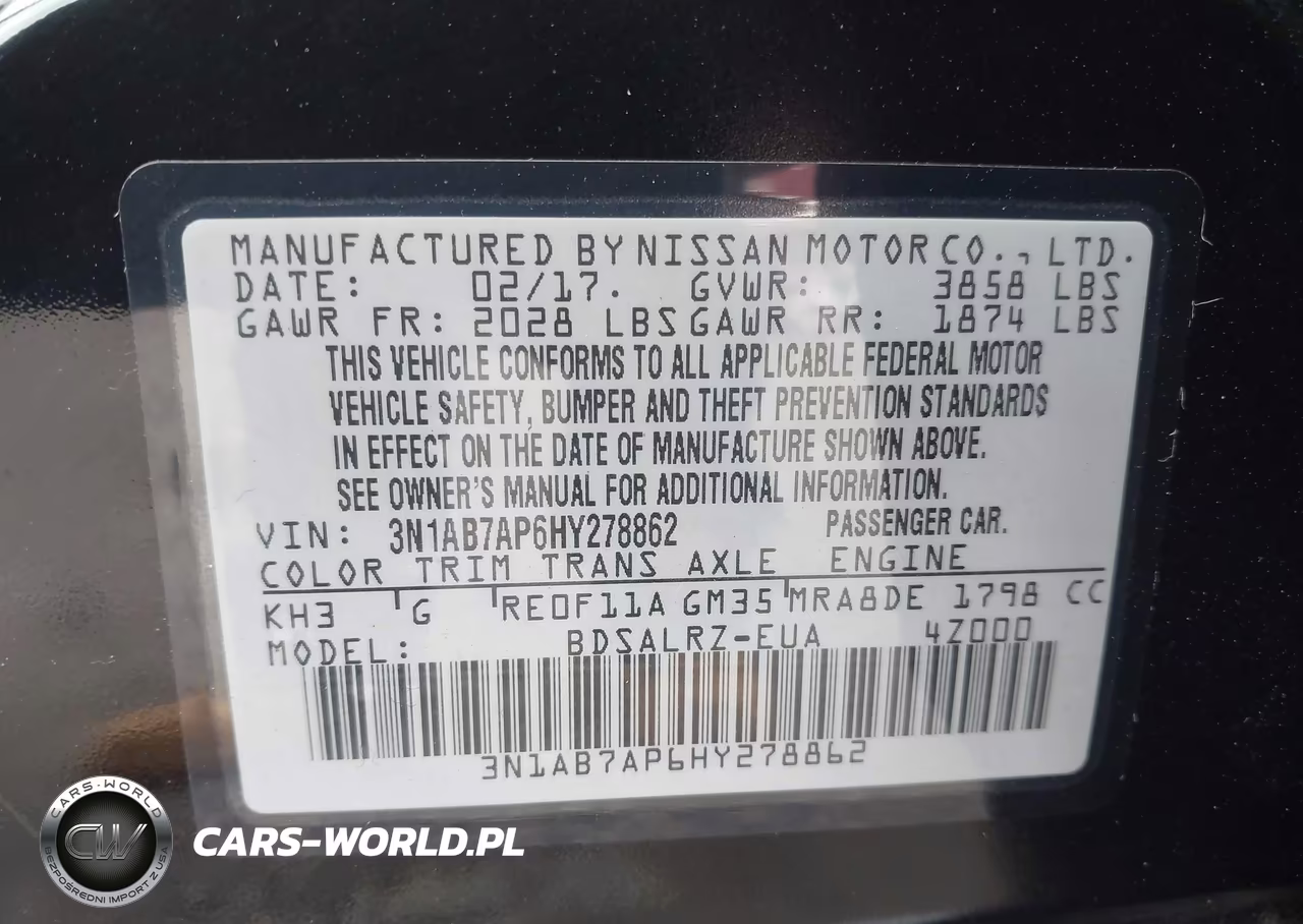 2017 Nissan Sentra Sr VIN:3N1AB7AP6HY278862 - 9