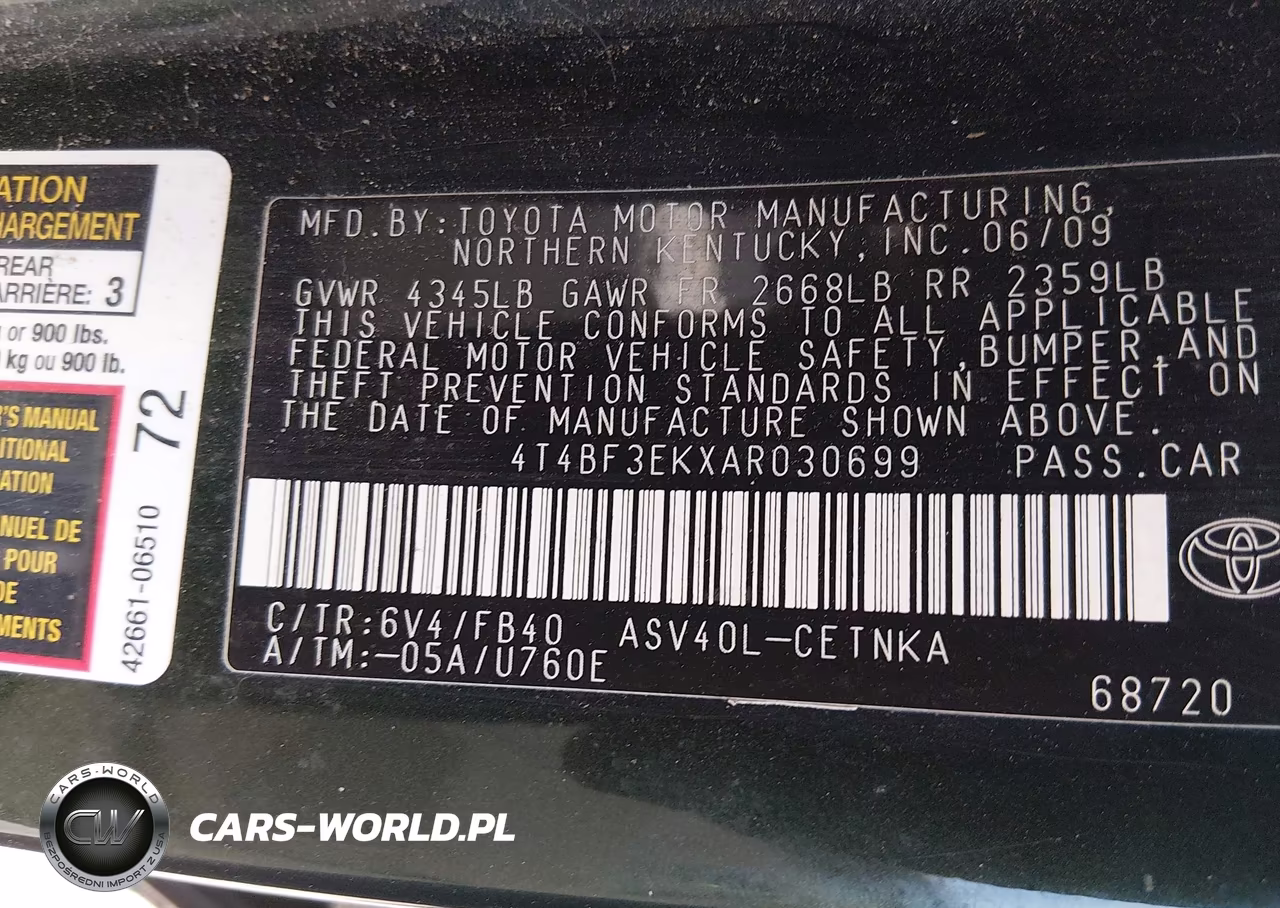 2010 Toyota Camry Le VIN:4T4BF3EKXAR030699 - 9