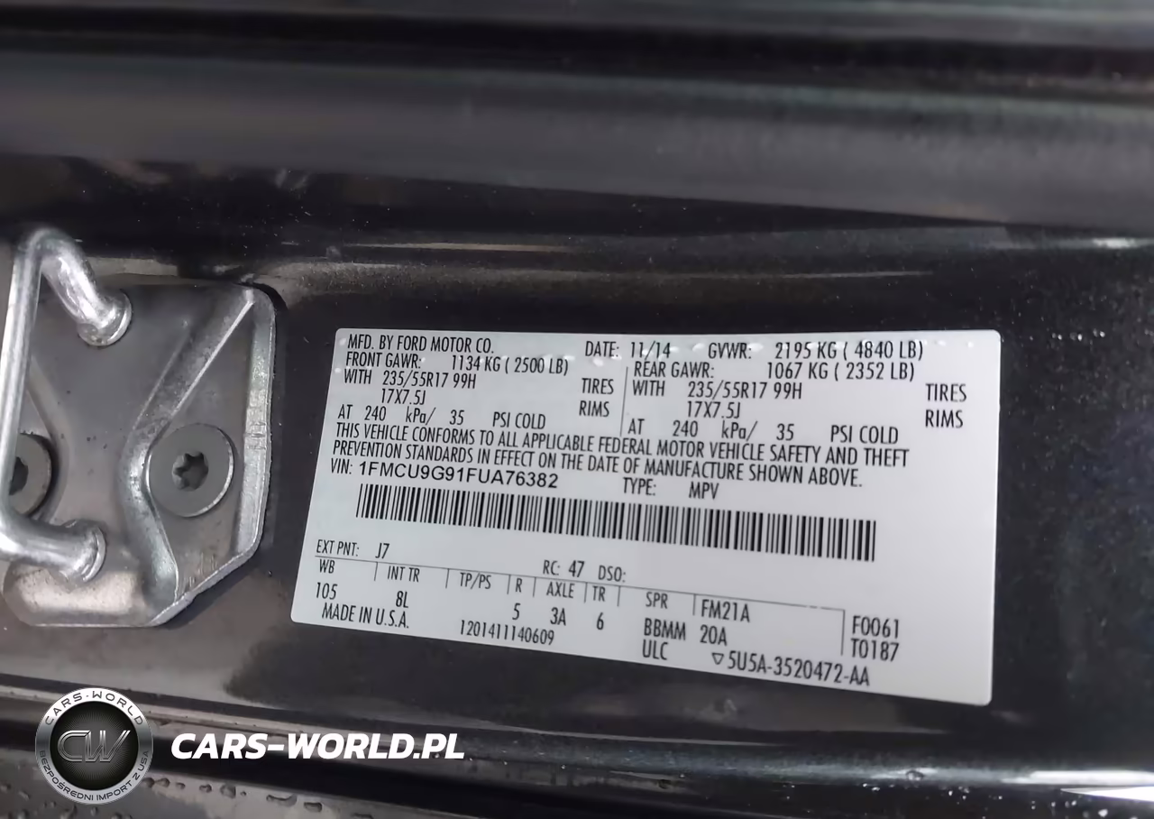 2015 Ford Escape Se VIN:1FMCU9G91FUA76382 - 9