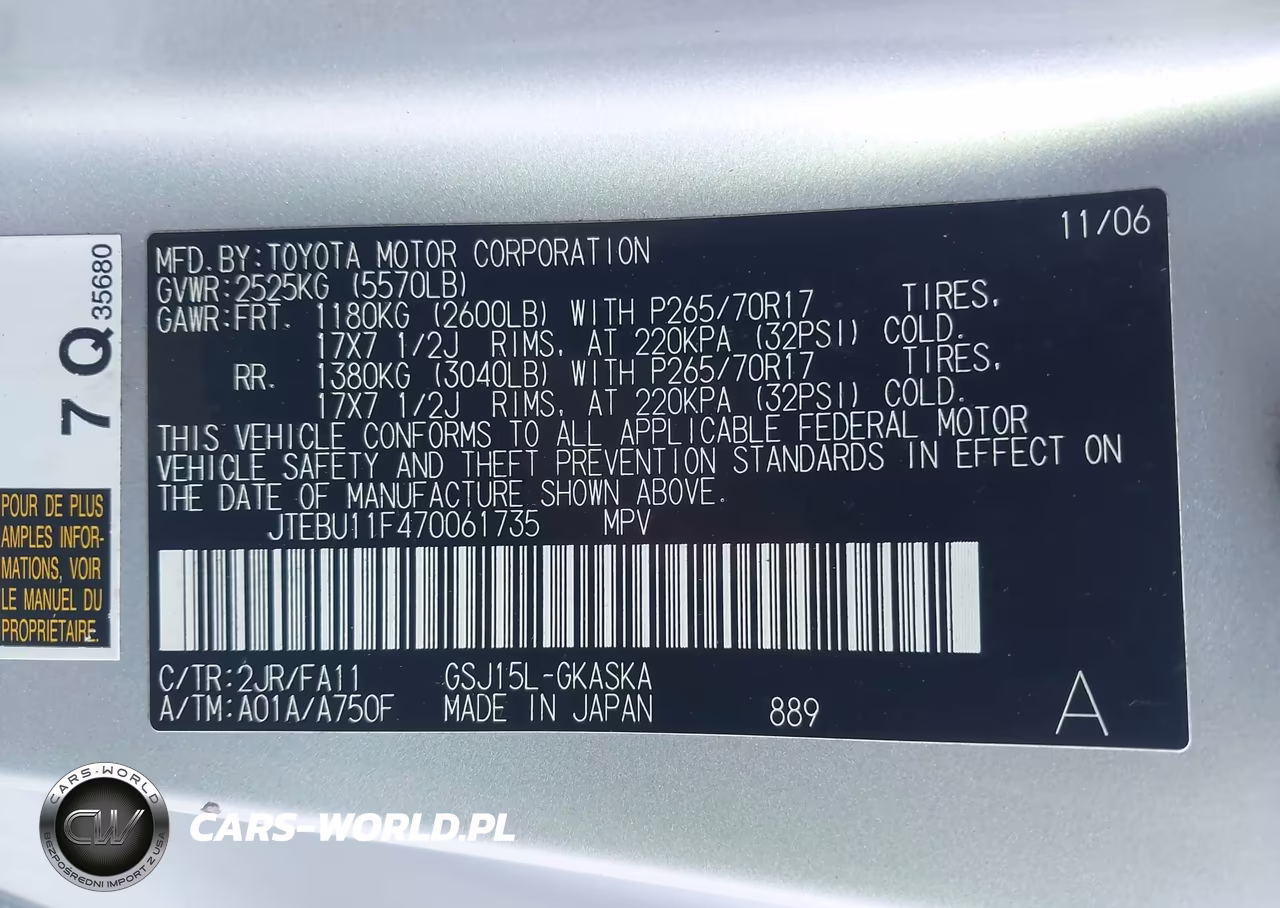 2007 Toyota Fj Cruiser Base VIN:JTEBU11F470061735 - 9