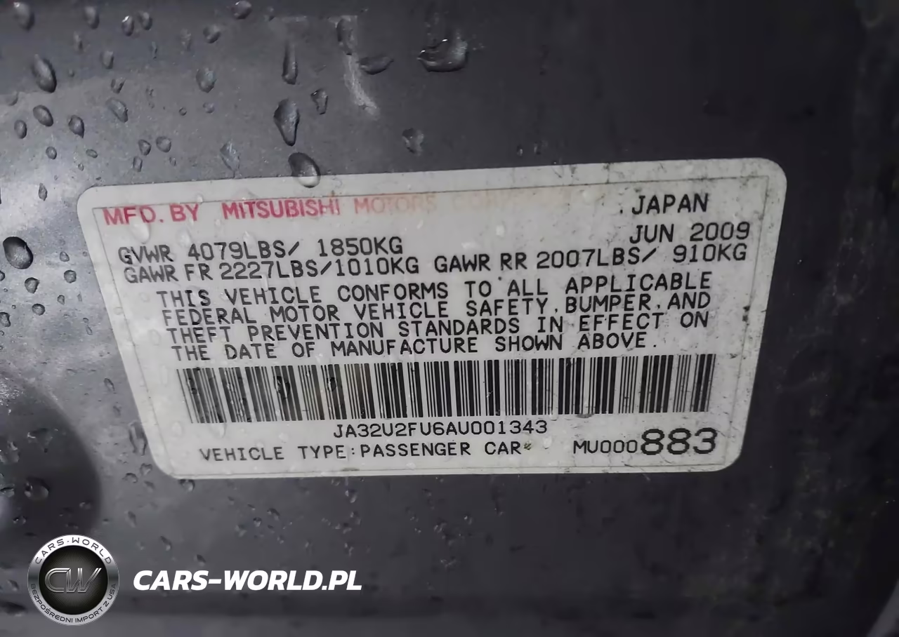 2010 Mitsubishi Lancer Es VIN:JA32U2FU6AU001343 - 9