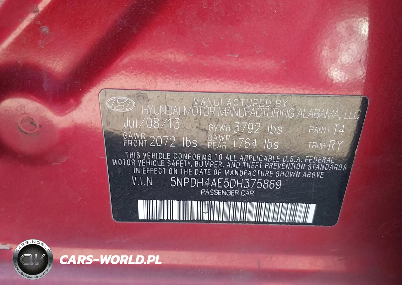2013 Hyundai Elantra Limited VIN:5NPDH4AE5DH375869 - 9