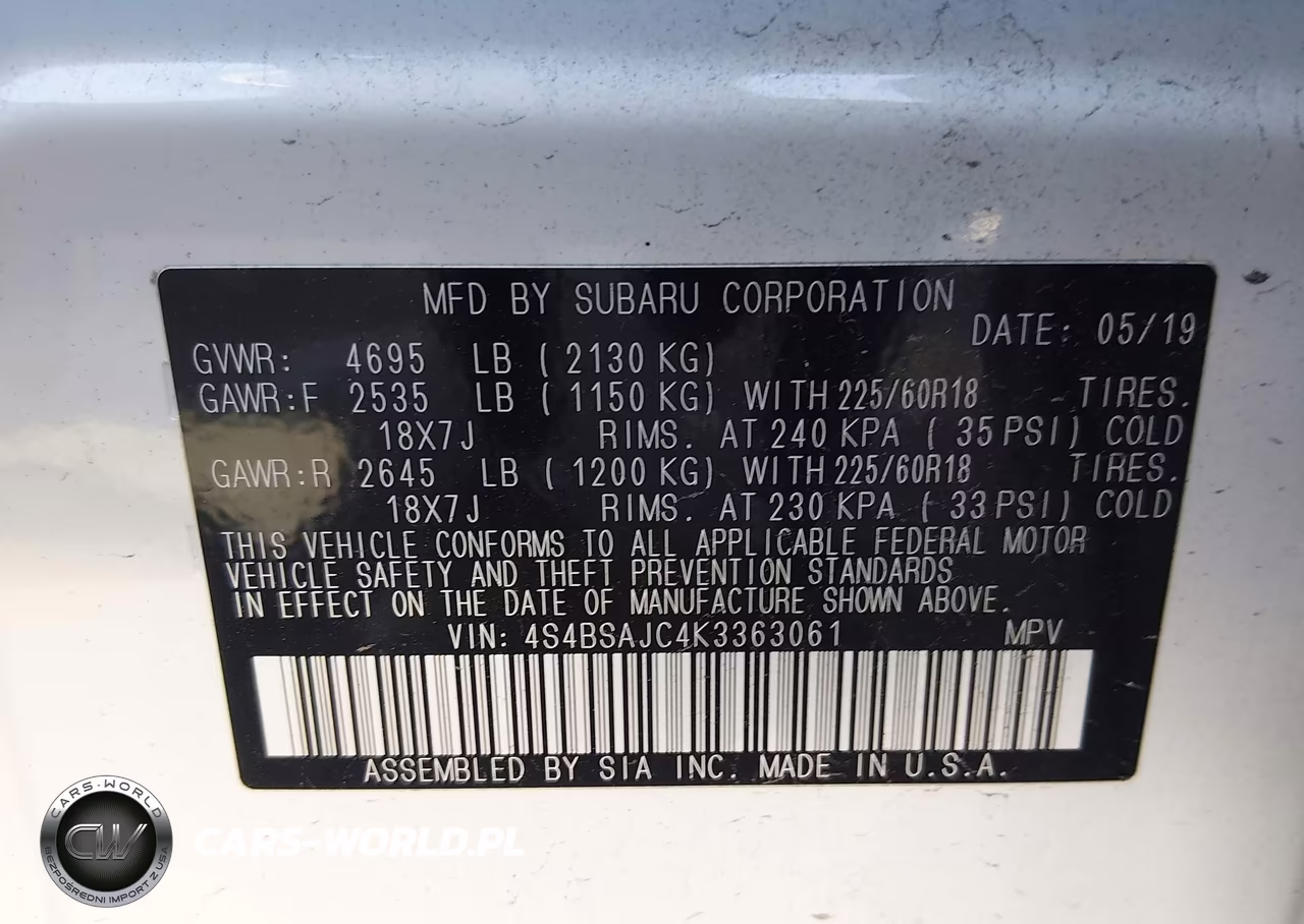 2019 Subaru Outback 2.5I Limited VIN:4S4BSAJC4K3363061 - 9