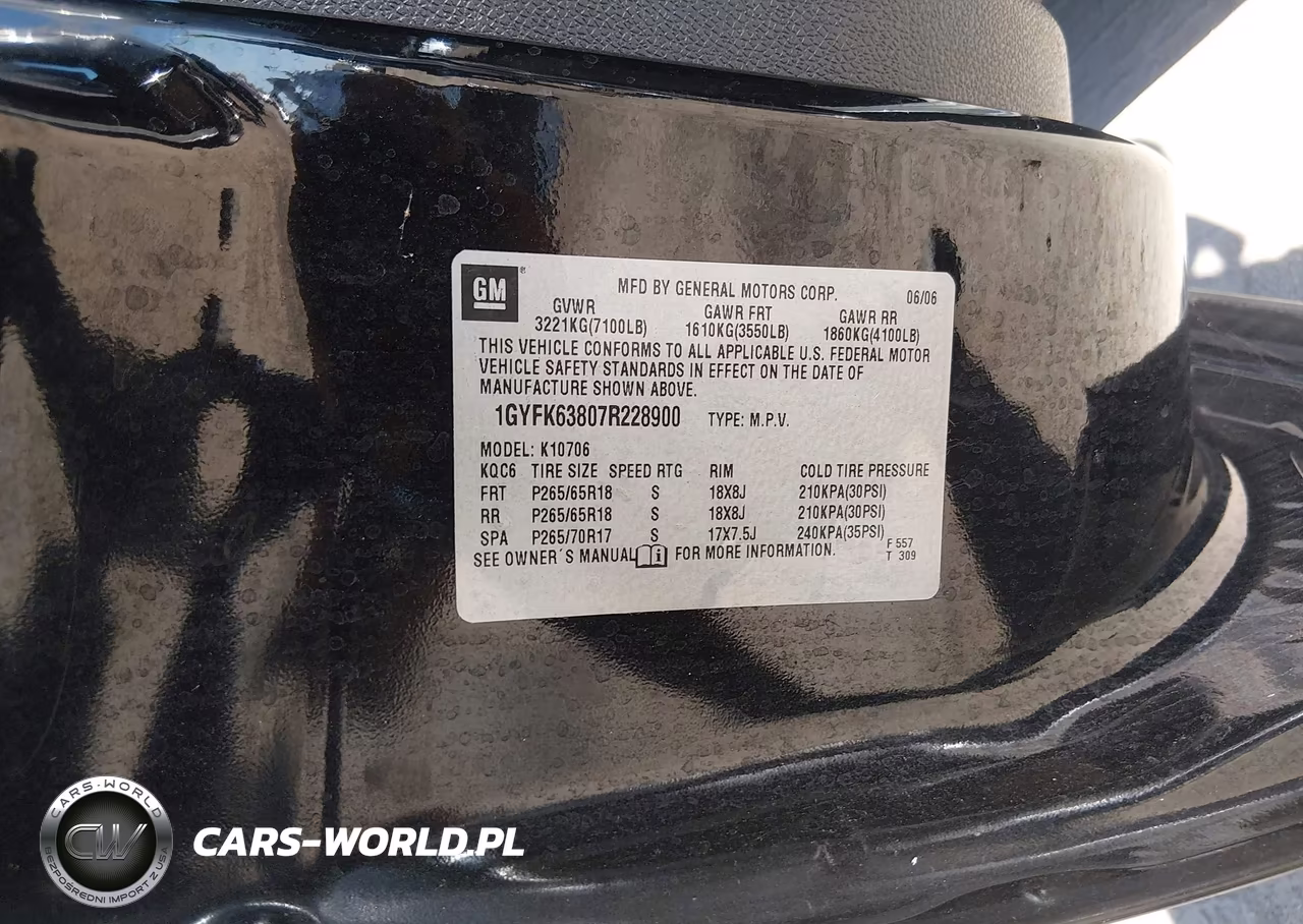 2007 Cadillac Escalade Standard VIN:1GYFK63807R228900 - 9