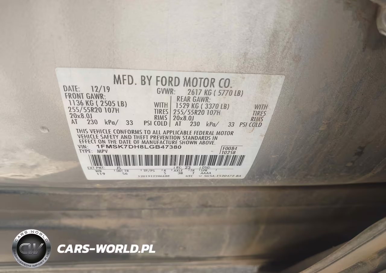 2020 Ford Explorer Xlt VIN:1FMSK7DH8LGB47380 - 9