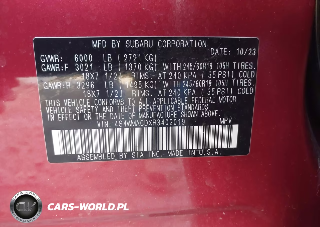 2024 Subaru Ascent Premium 8-Passenger VIN:4S4WMACDXR3402019 - 9