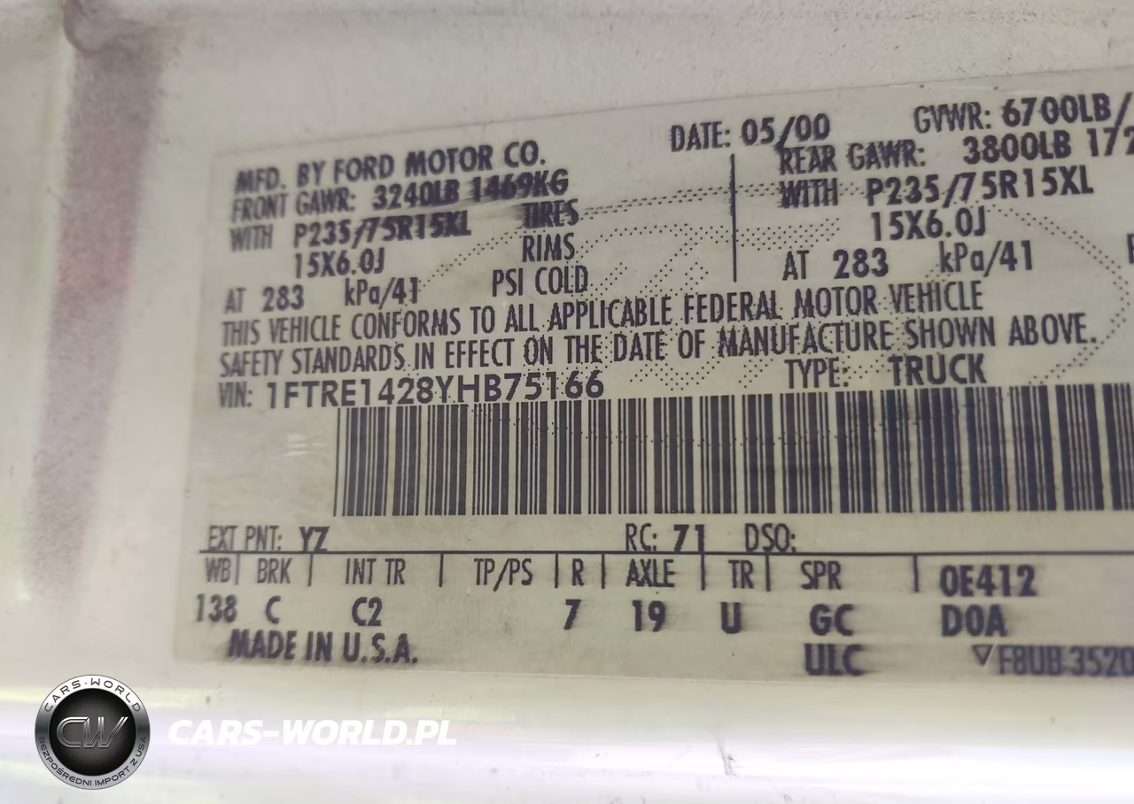 2000 FORD E-150 COMMERCIAL-RECREATIONAL VIN:1FTRE1428YHB75166 - 9
