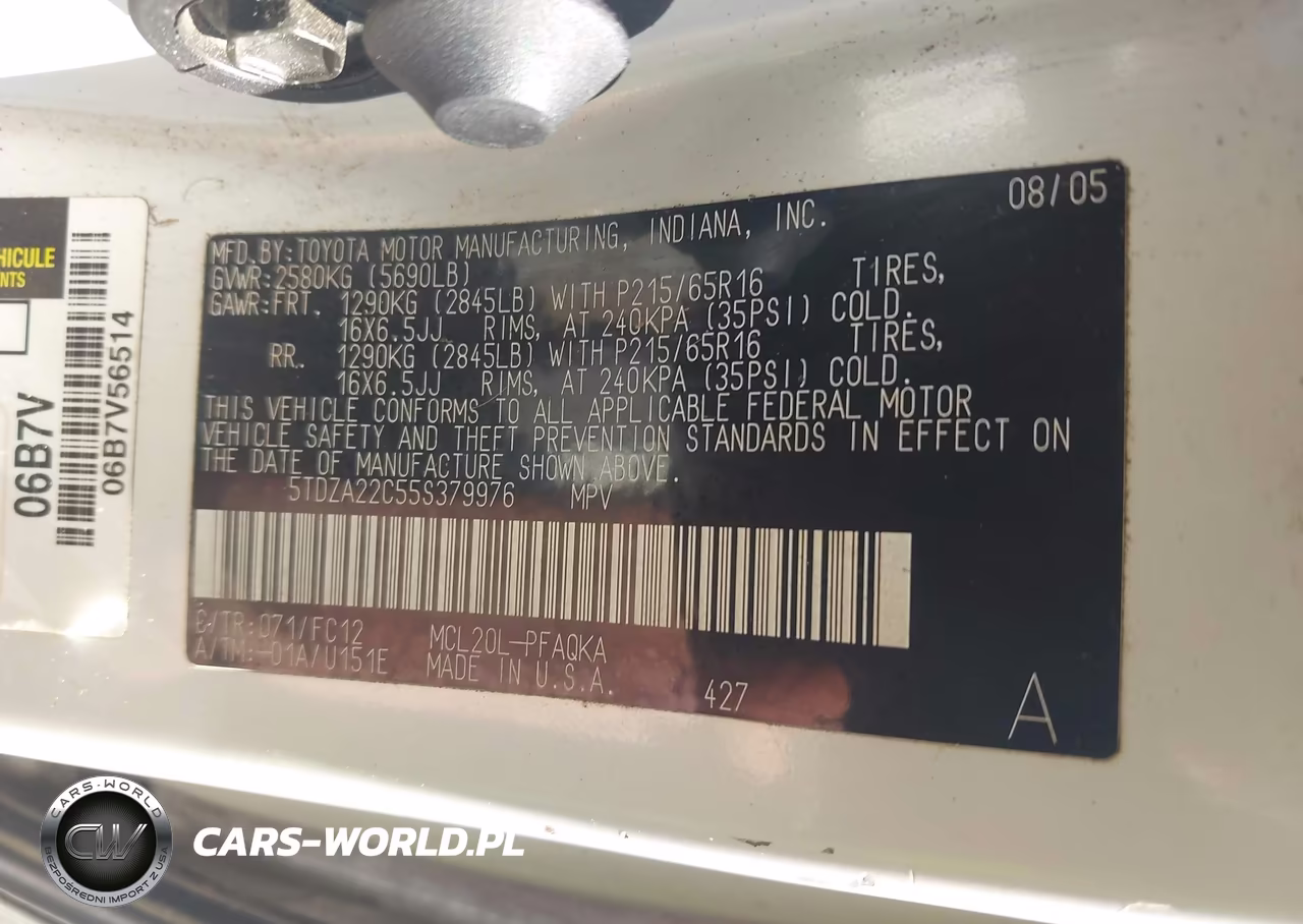 2005 Toyota Sienna Xle VIN:5TDZA22C55S379976 - 9