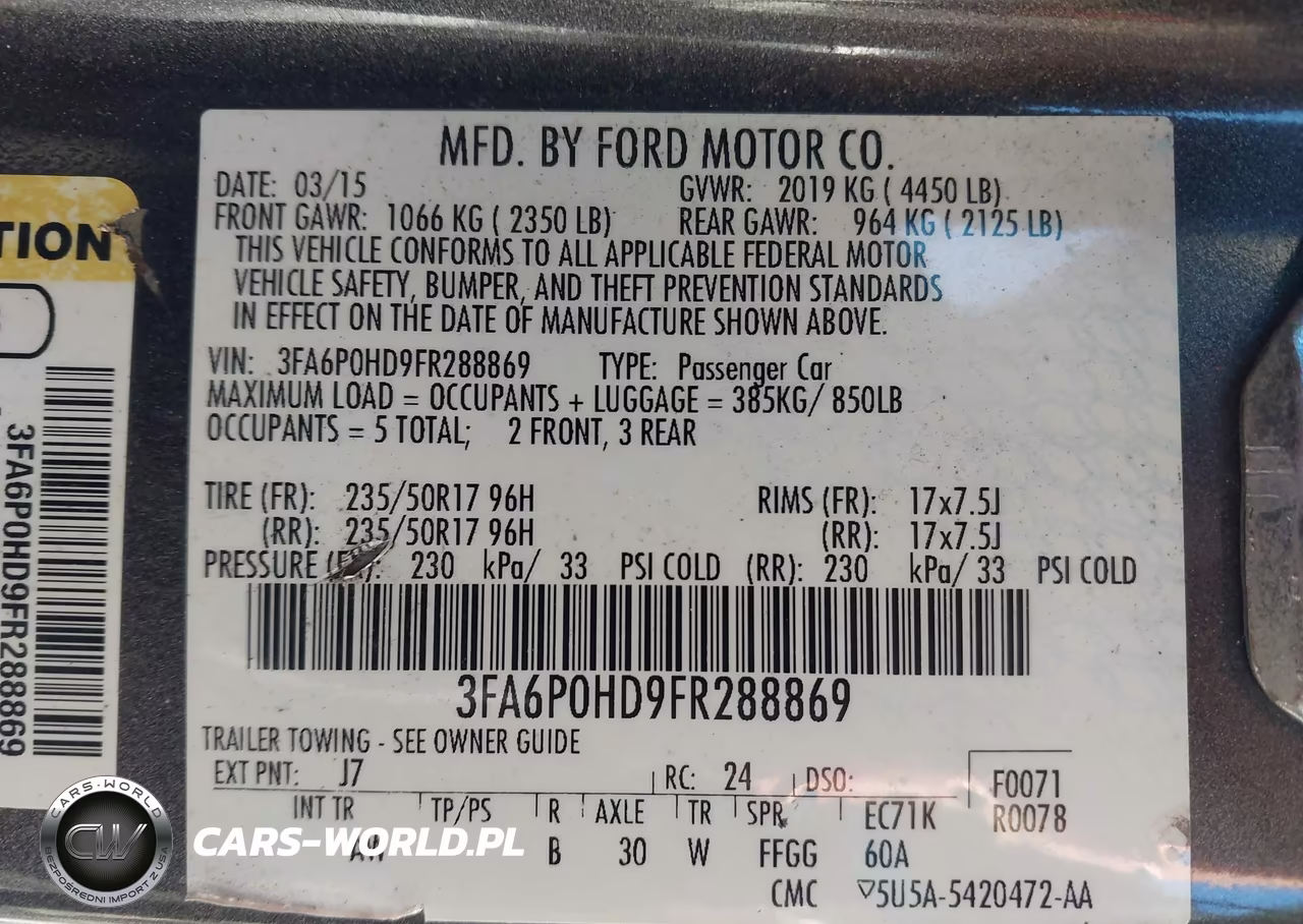 2015 Ford Fusion Se VIN:3FA6P0HD9FR288869 - 9