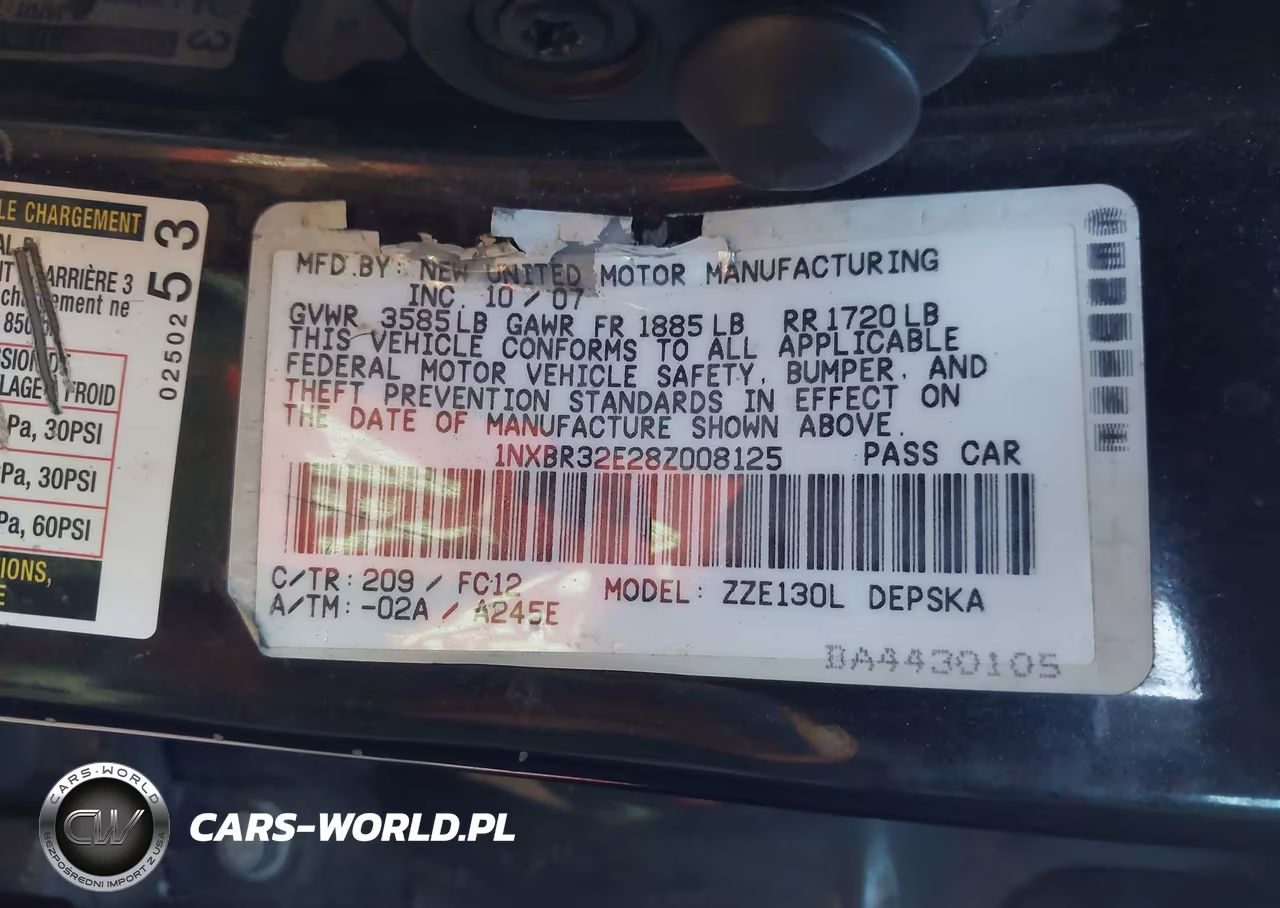 2008 Toyota Corolla S VIN:1NXBR32E28Z008125 - 9