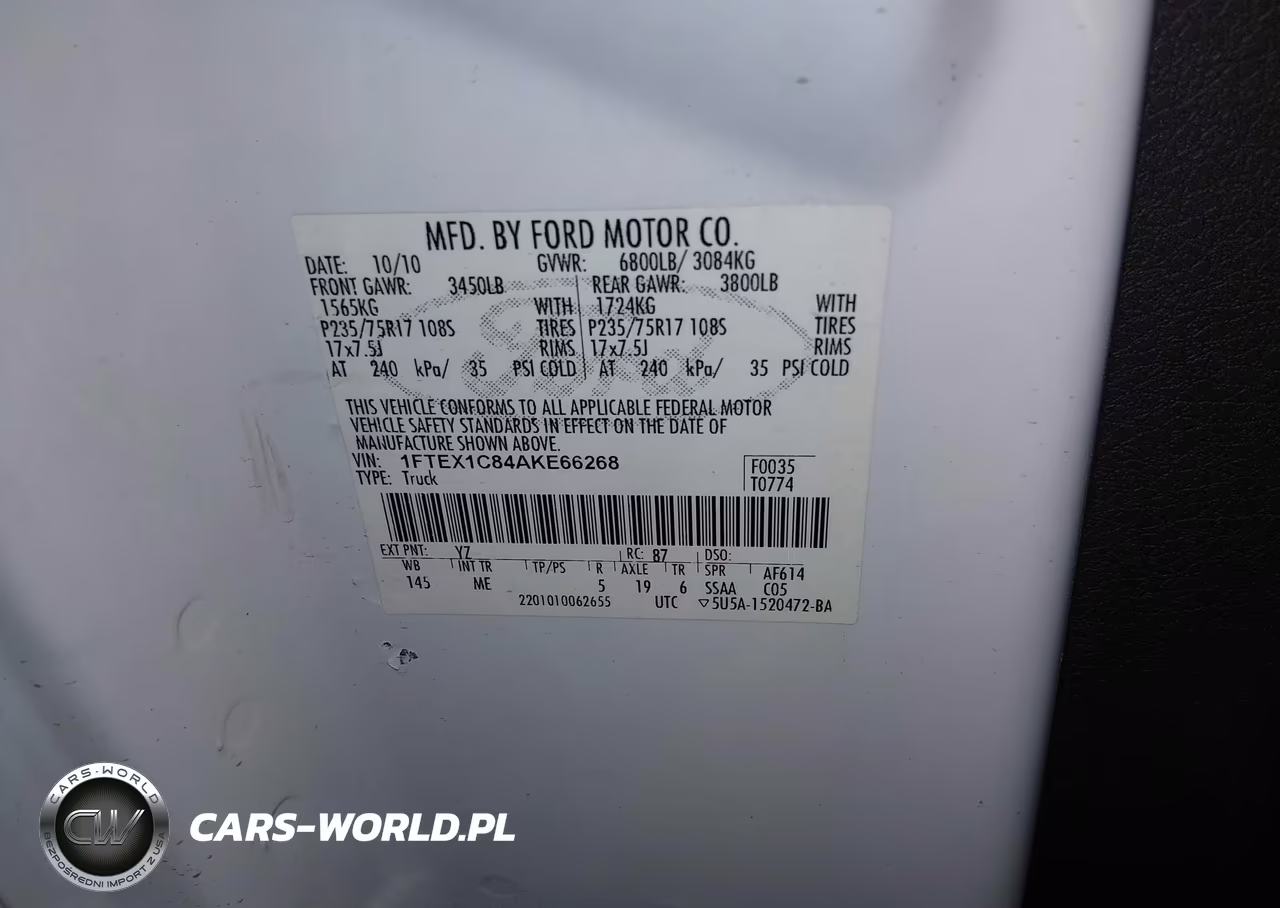 2010 Ford F-150 Fx2 Sport-Stx-Xl-Xlt VIN:1FTEX1C84AKE66268 - 9