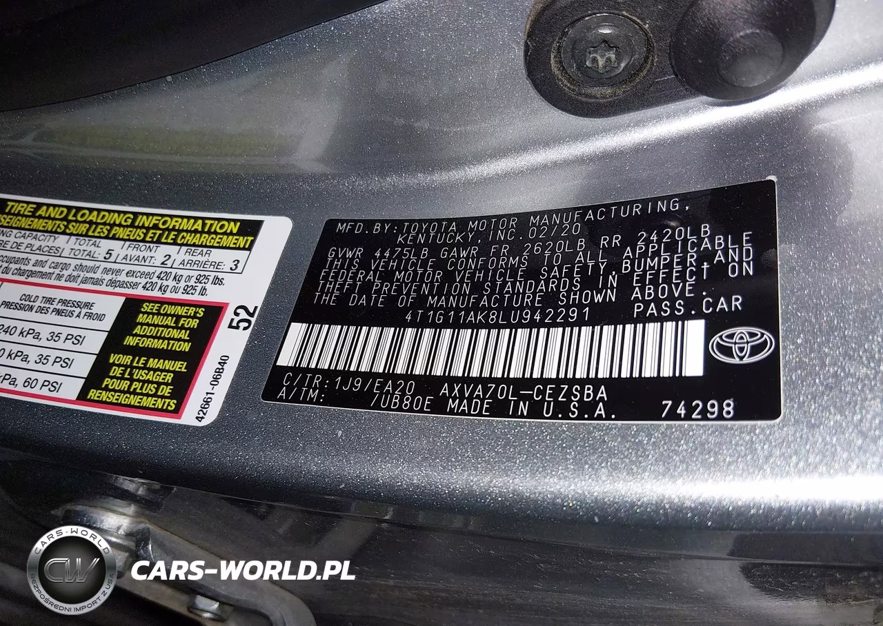2020 Toyota Camry Se VIN:4T1G11AK8LU942291 - 9