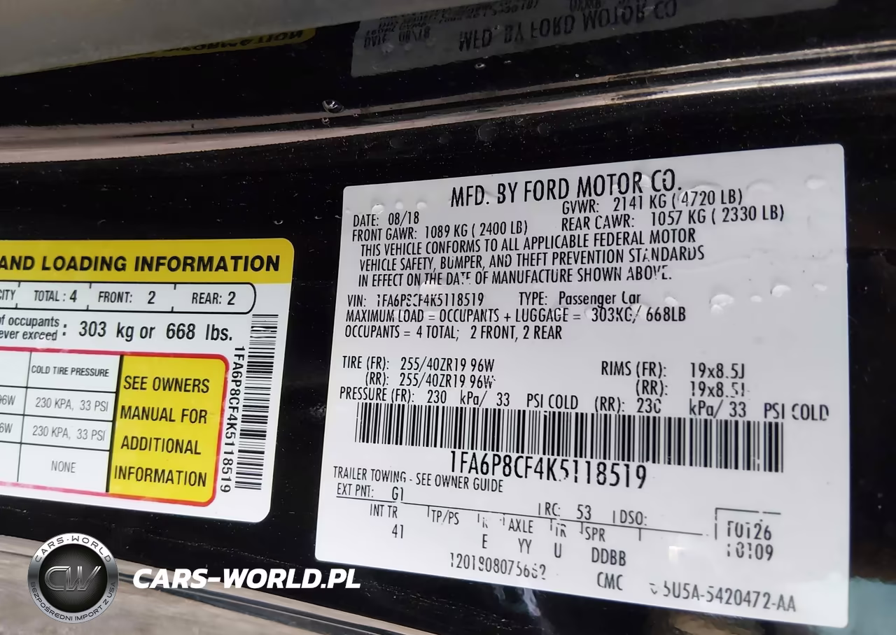 2019 Ford Mustang Gt Premium VIN:1FA6P8CF4K5118519 - 9