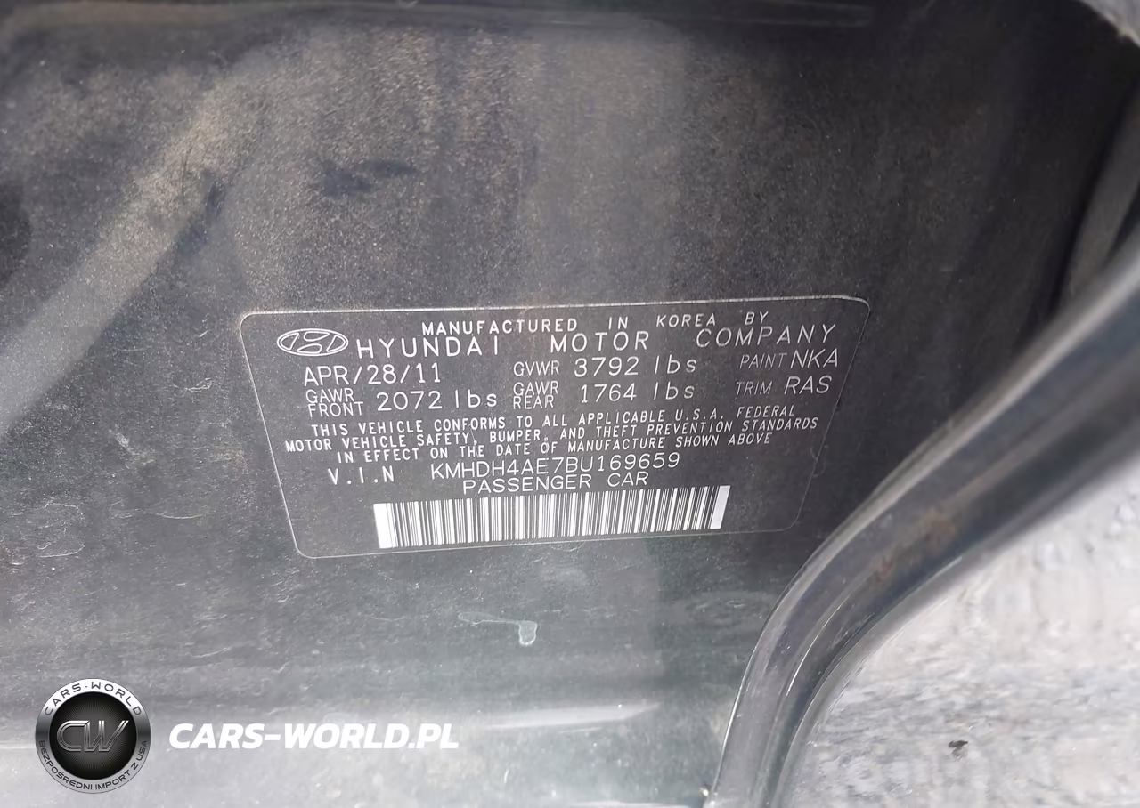 2011 Hyundai Elantra Gls (Ulsan Plant) VIN:KMHDH4AE7BU169659 - 9