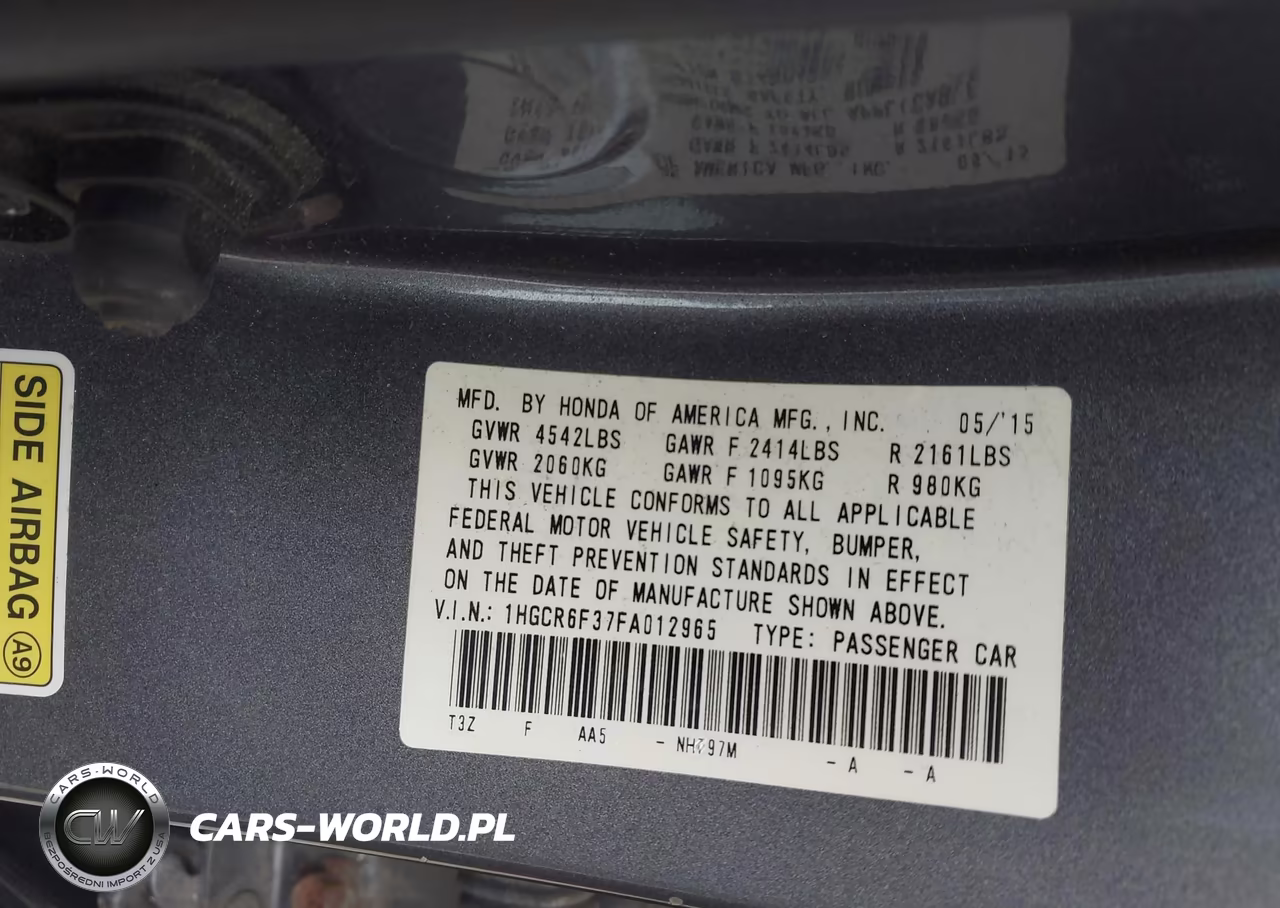 2015 Honda Accord Hybrid VIN:1HGCR6F37FA012965 - 9