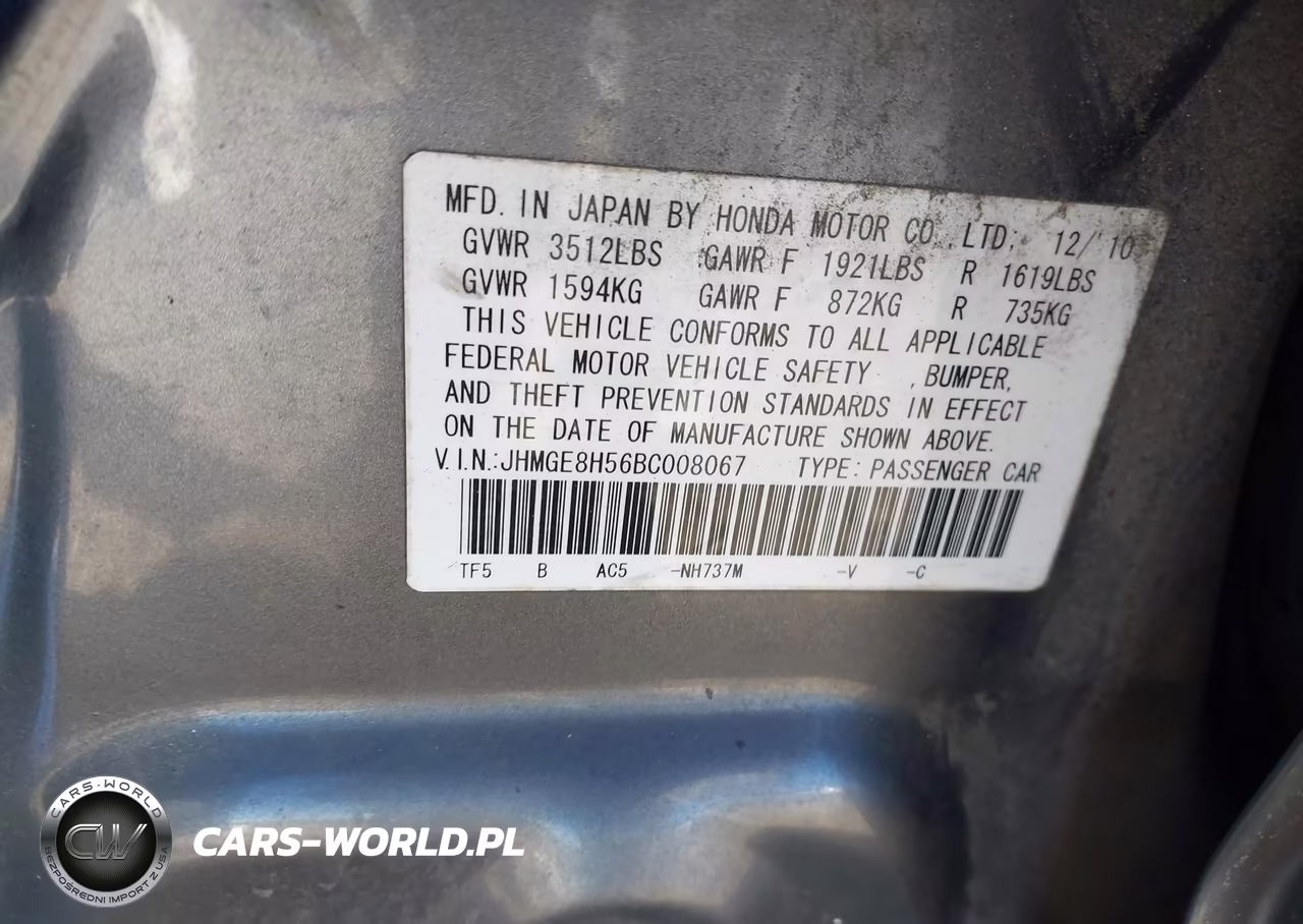 2011 Honda Fit Sport VIN:JHMGE8H56BC008067 - 9