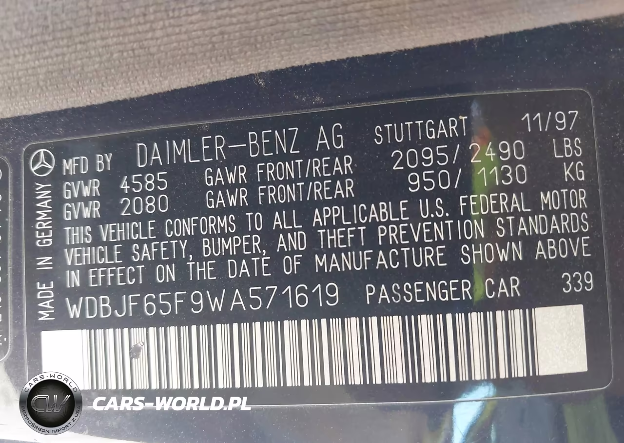 1998 Mercedes-Benz E 320 VIN:WDBJF65F9WA571619 - 9