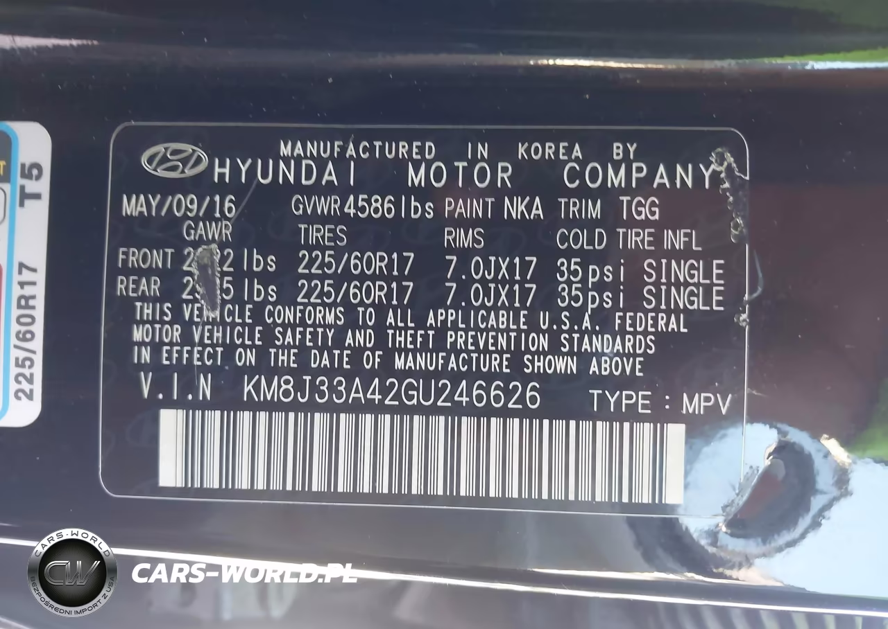 2016 Hyundai Tucson Se VIN:KM8J33A42GU246626 - 9