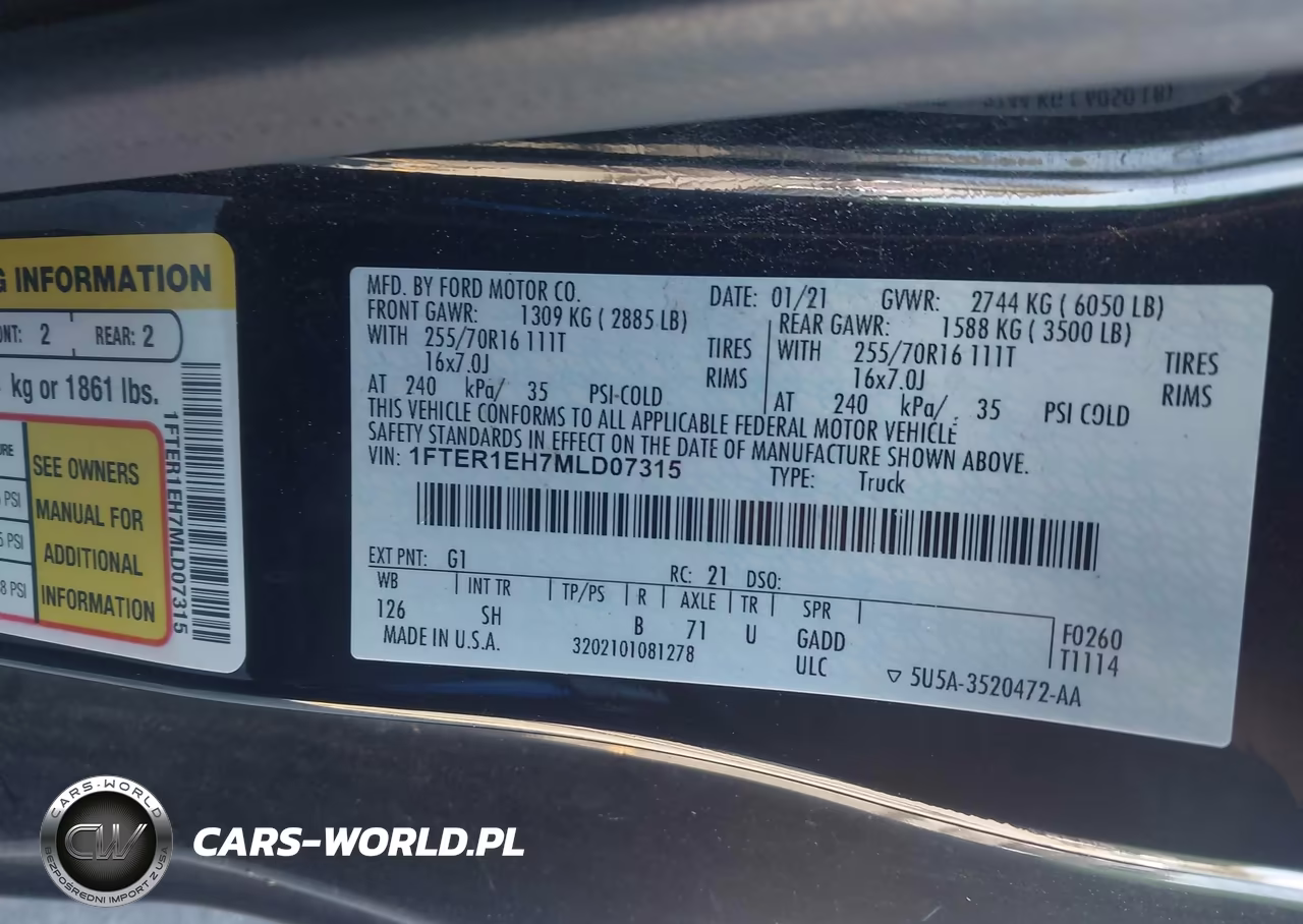 2021 Ford Ranger Xl VIN:1FTER1EH7MLD07315 - 9