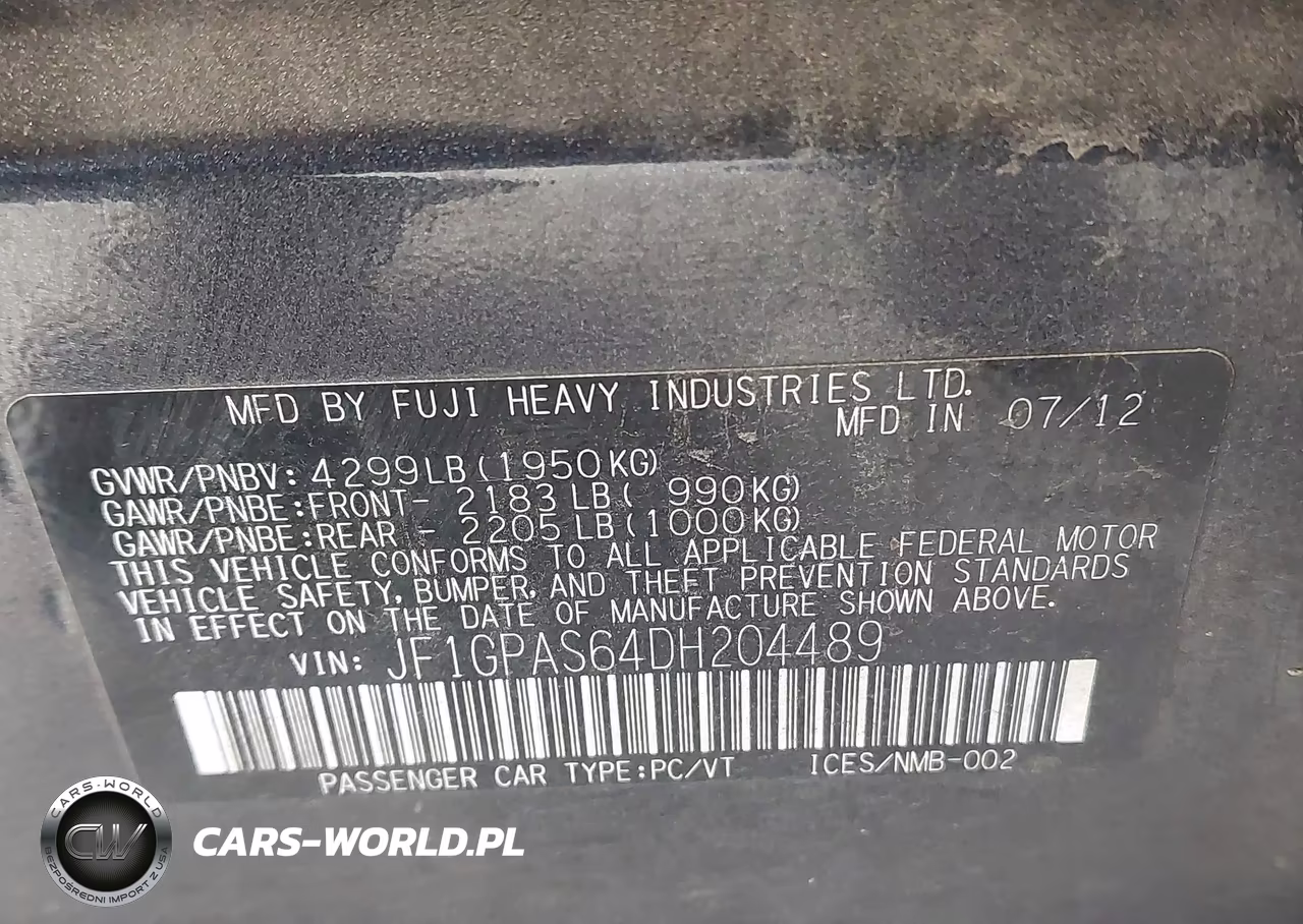 2013 Subaru Impreza 2.0I Sport Limited VIN:JF1GPAS64DH204489 - 9