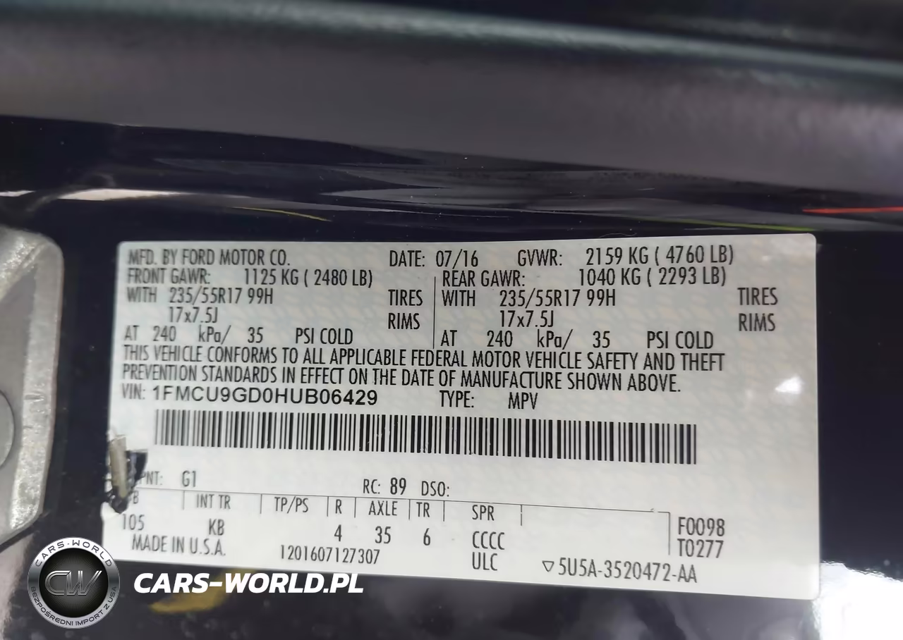 2017 Ford Escape Se VIN:1FMCU9GD0HUB06429 - 9