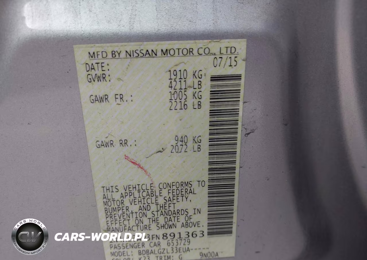 2015 Nissan Altima 2.5-2.5 S-2.5 Sl-2.5 Sv VIN:1N4AL3AP3FN891363 - 9
