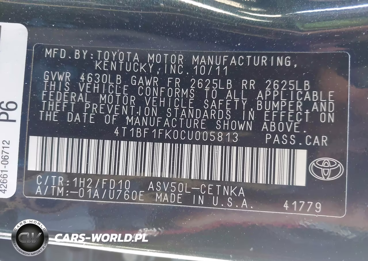 2012 Toyota Camry Le VIN:4T1BF1FK0CU005813 - 9
