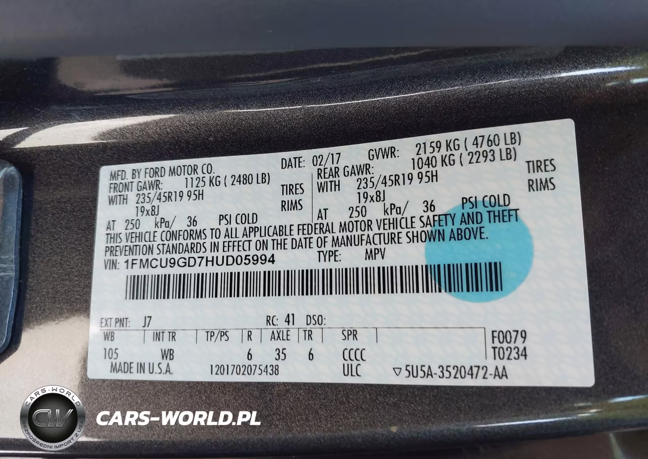 2017 Ford Escape Se VIN:1FMCU9GD7HUD05994 - 9