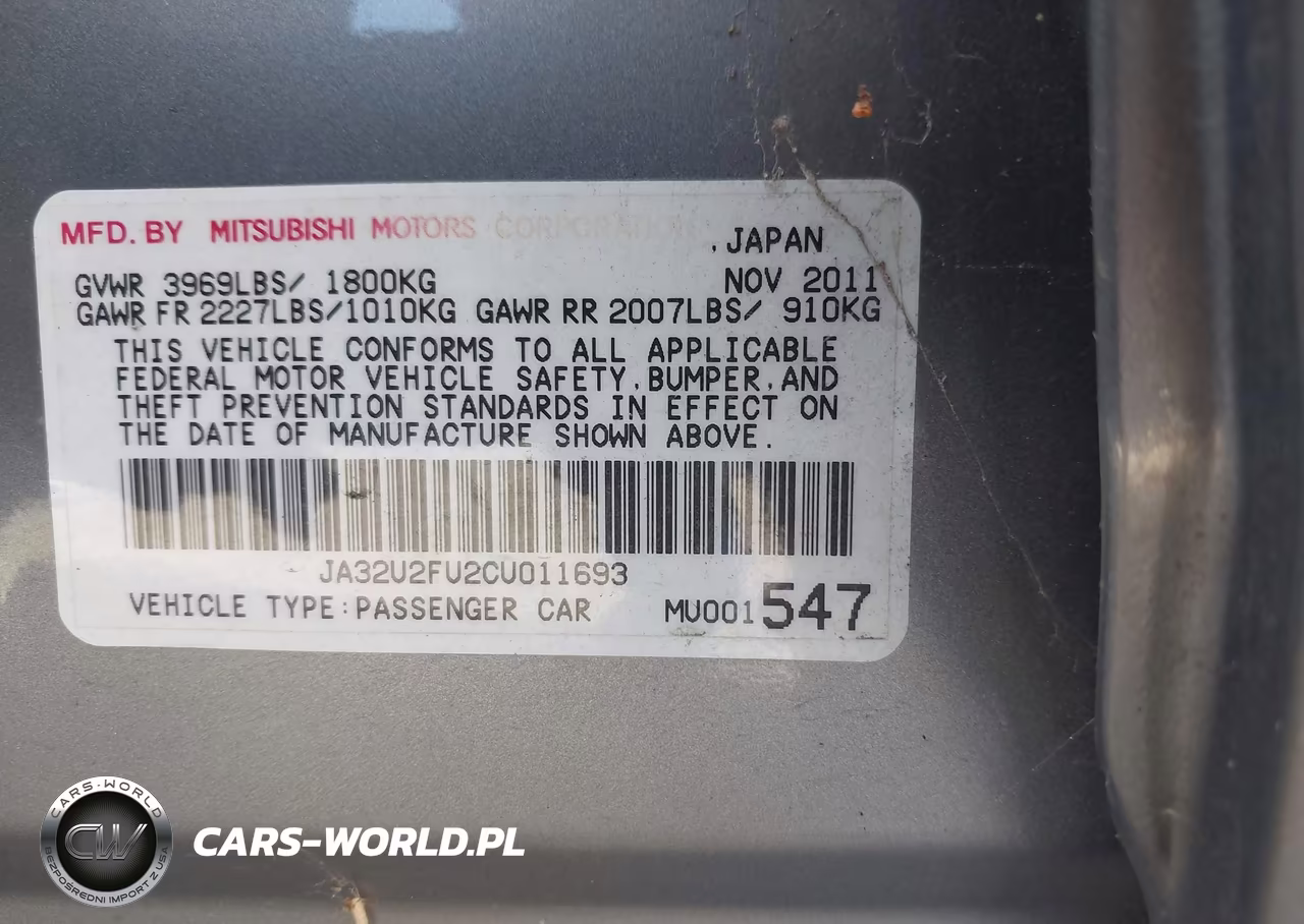 2012 Mitsubishi Lancer Es VIN:JA32U2FU2CU011693 - 9