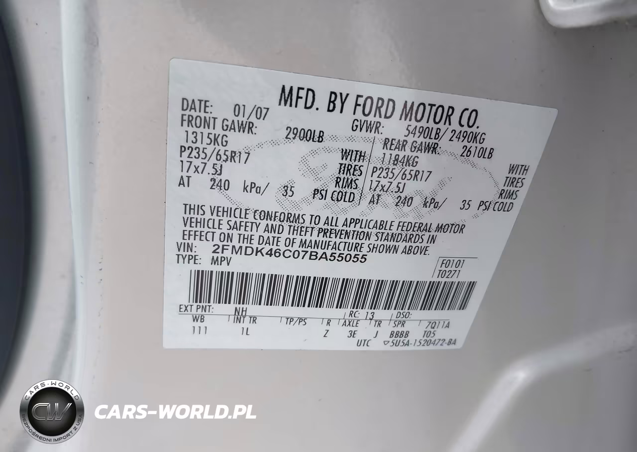 2007 Ford Edge Se VIN:2FMDK46C07BA55055 - 9