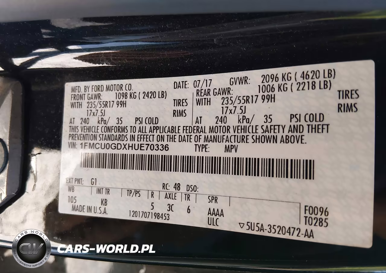 2017 Ford Escape Se VIN:1FMCU0GDXHUE70336 - 9