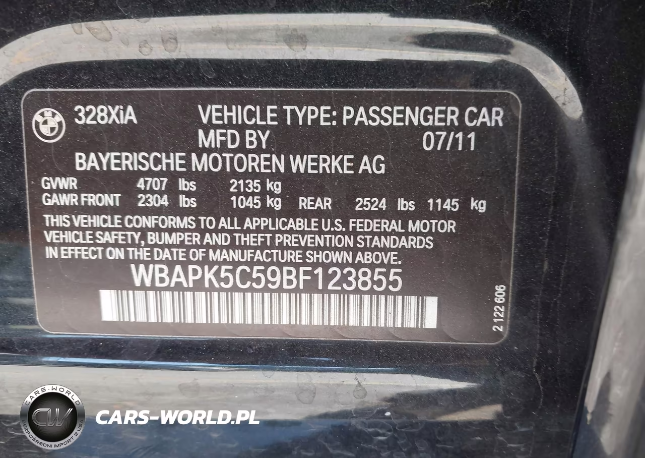 2011 BMW 328I xDrive VIN:WBAPK5C59BF123855 - 9