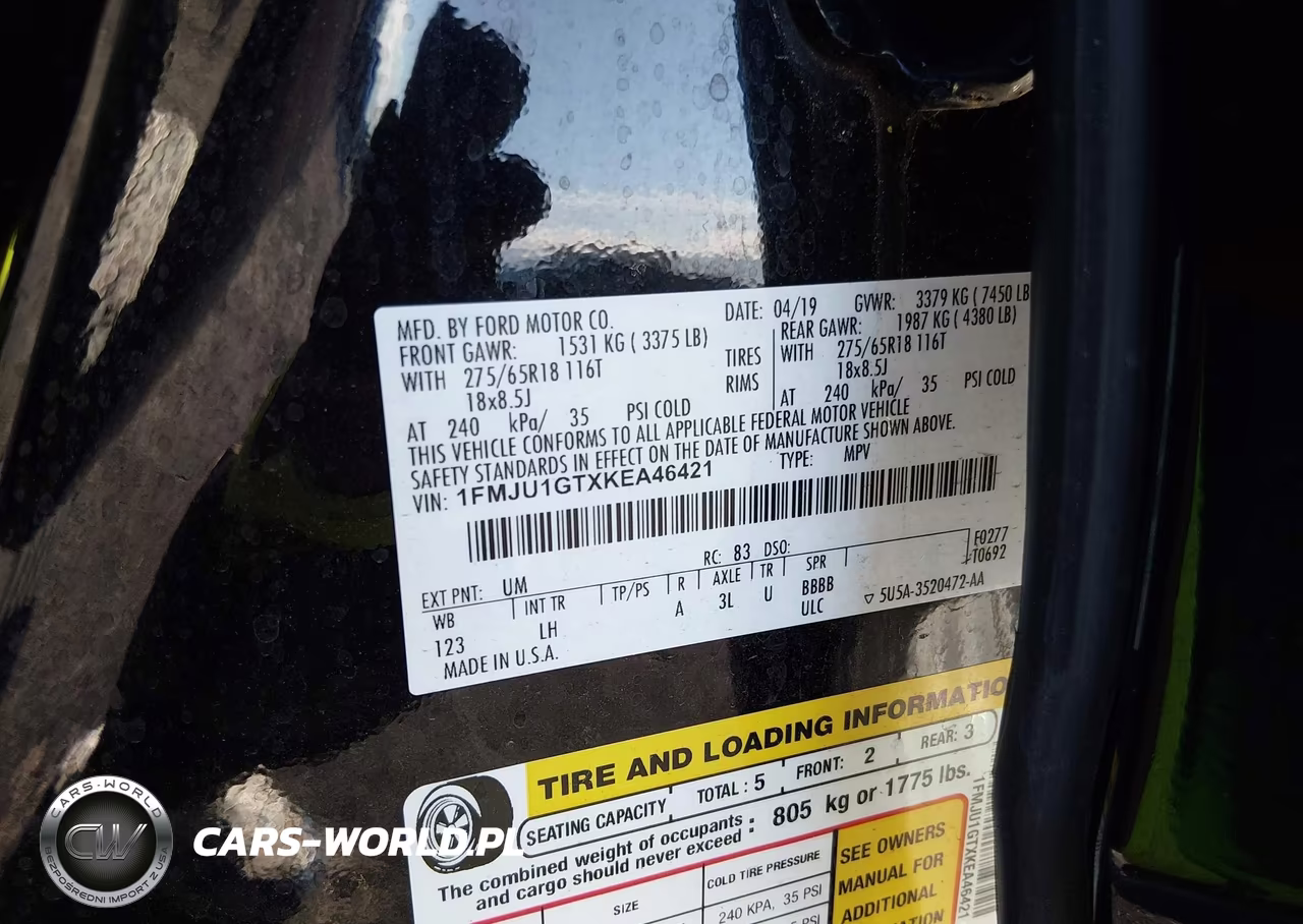 2019 Ford Expedition Xl VIN:1FMJU1GTXKEA46421 - 9