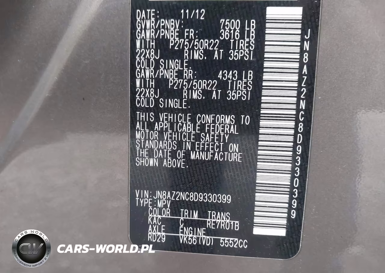2013 Infiniti Qx56 VIN:JN8AZ2NC8D9330399 - 9
