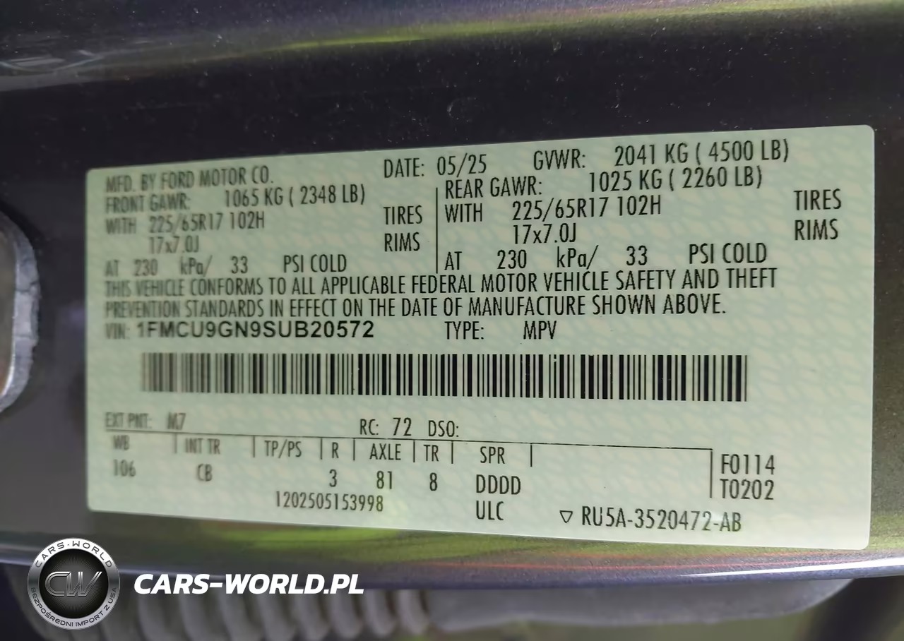 2025 Ford Escape Active VIN:1FMCU9GN9SUB20572 - 9