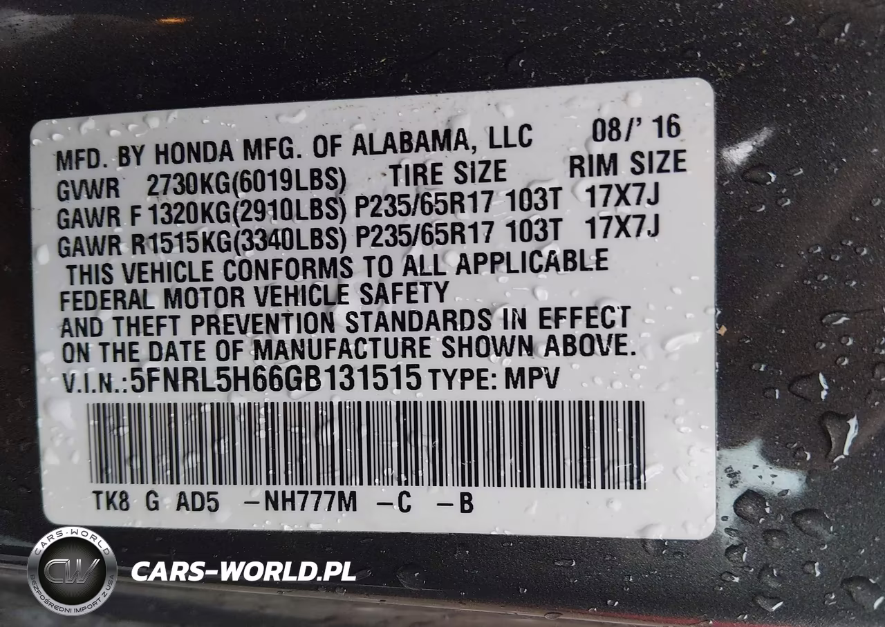 2016 Honda Odyssey Ex-L VIN:5FNRL5H66GB131515 - 9