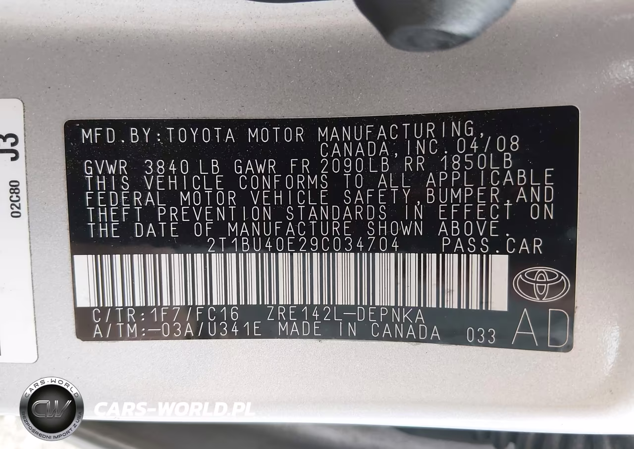 2009 Toyota Corolla Xle VIN:2T1BU40E29C034704 - 9