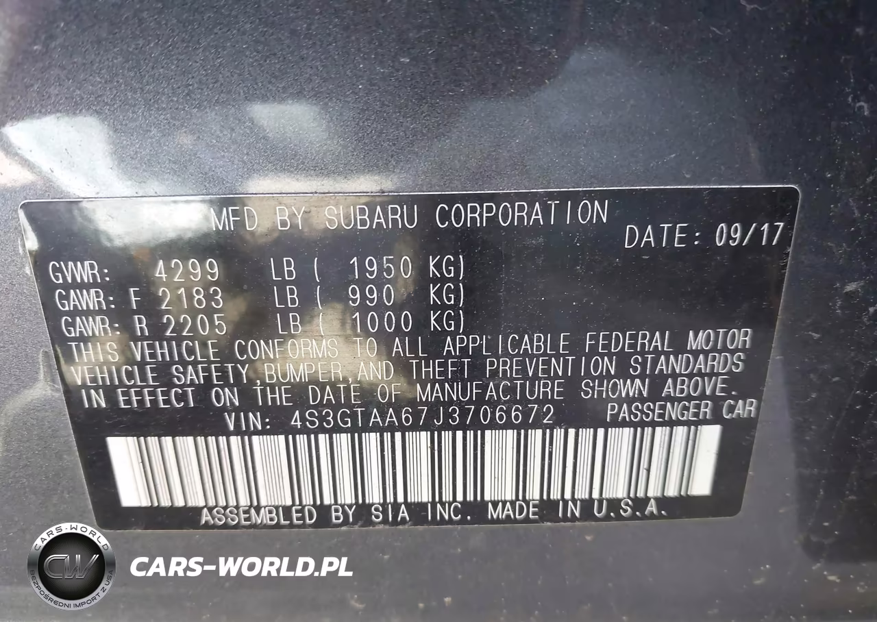 2018 Subaru Impreza 2.0I VIN:4S3GTAA67J3706672 - 9