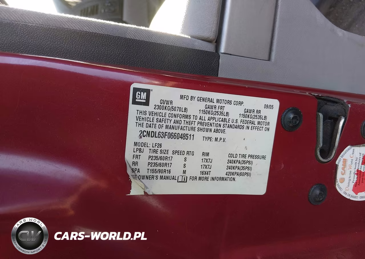 2006 Chevrolet Equinox Lt VIN:2CNDL63F066048511 - 9