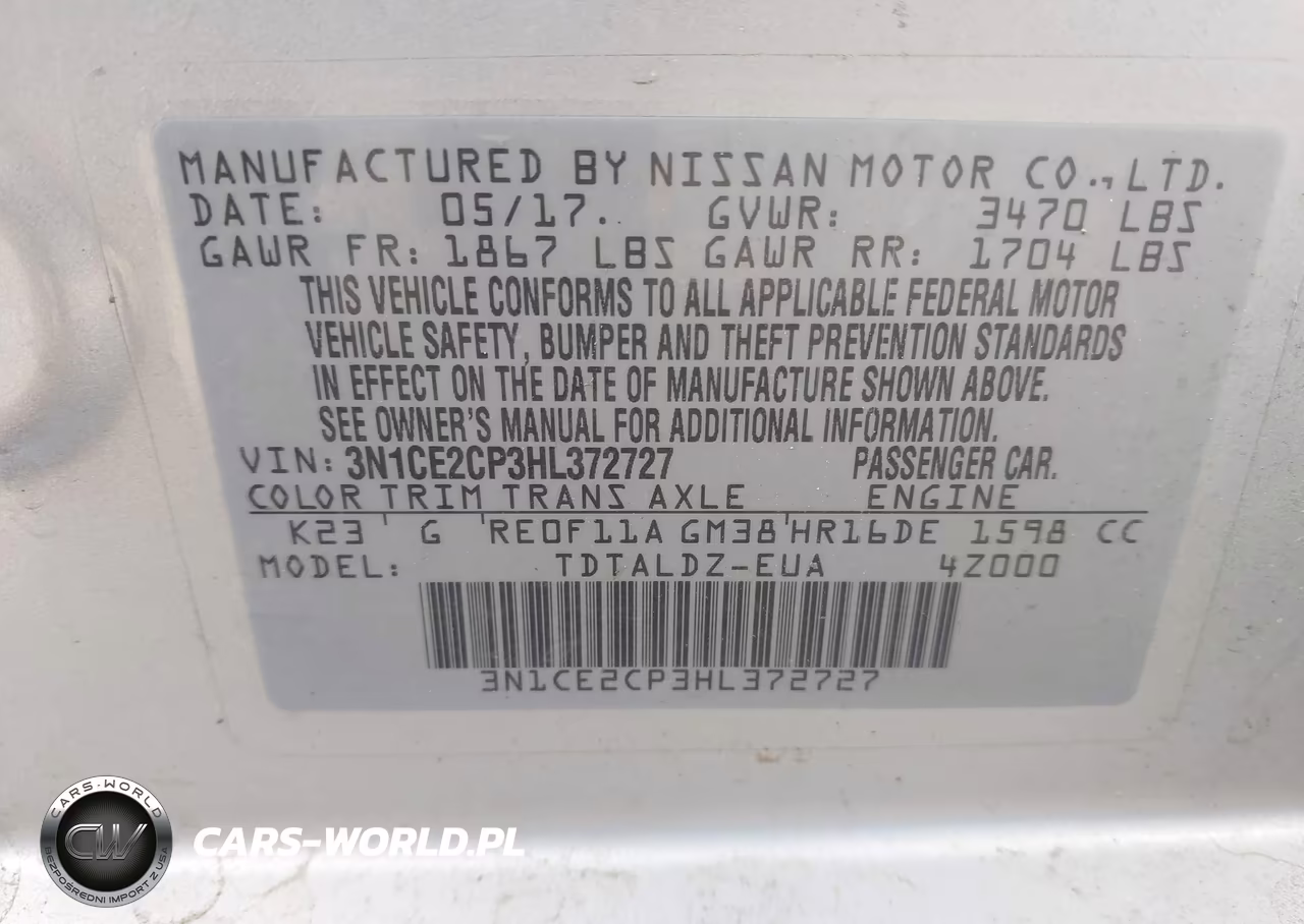 2017 Nissan Versa Note Sv VIN:3N1CE2CP3HL372727 - 9