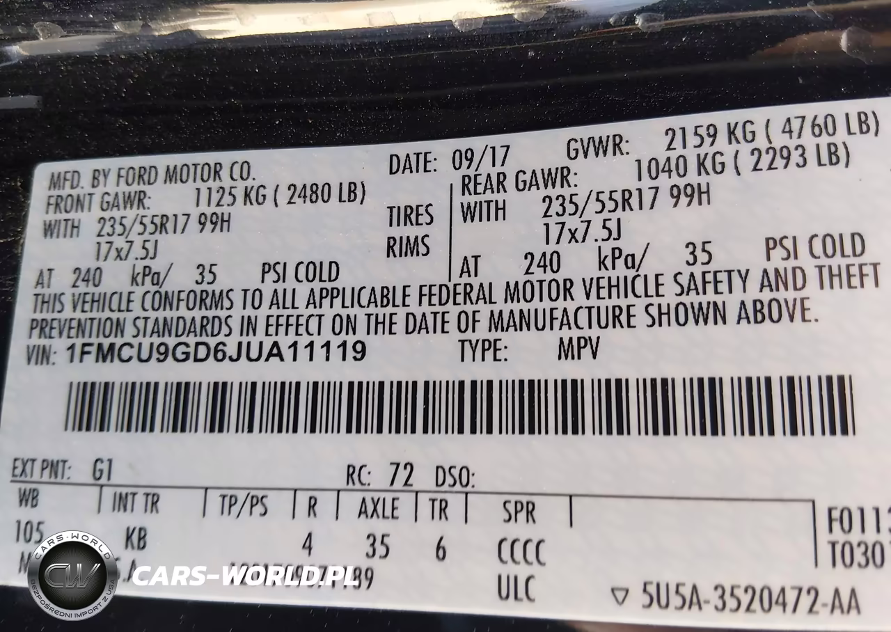2018 Ford Escape Se VIN:1FMCU9GD6JUA11119 - 9