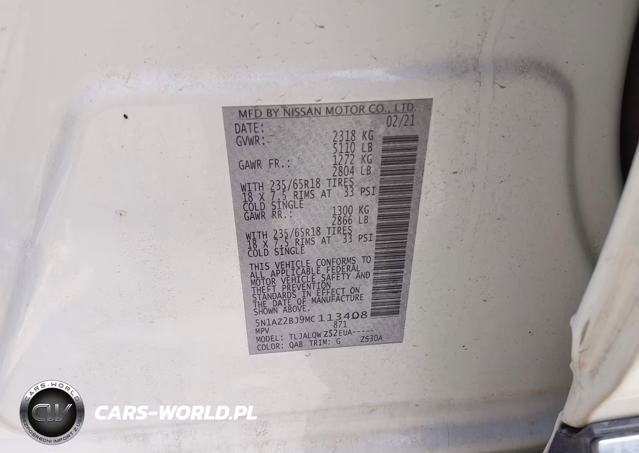 2021 Nissan Murano Sv Fwd VIN:5N1AZ2BJ9MC113408 - 9