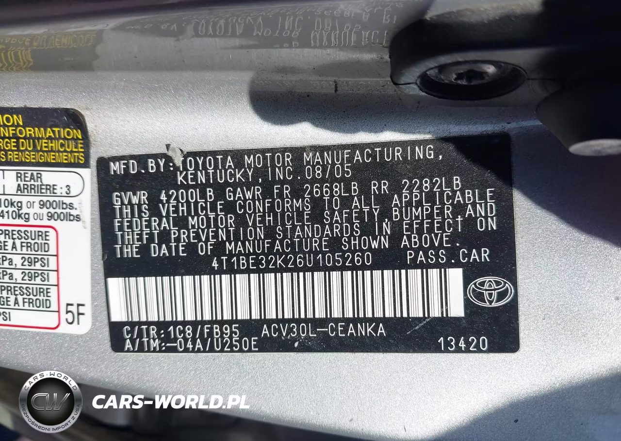 2006 Toyota Camry Le VIN:4T1BE32K26U105260 - 12