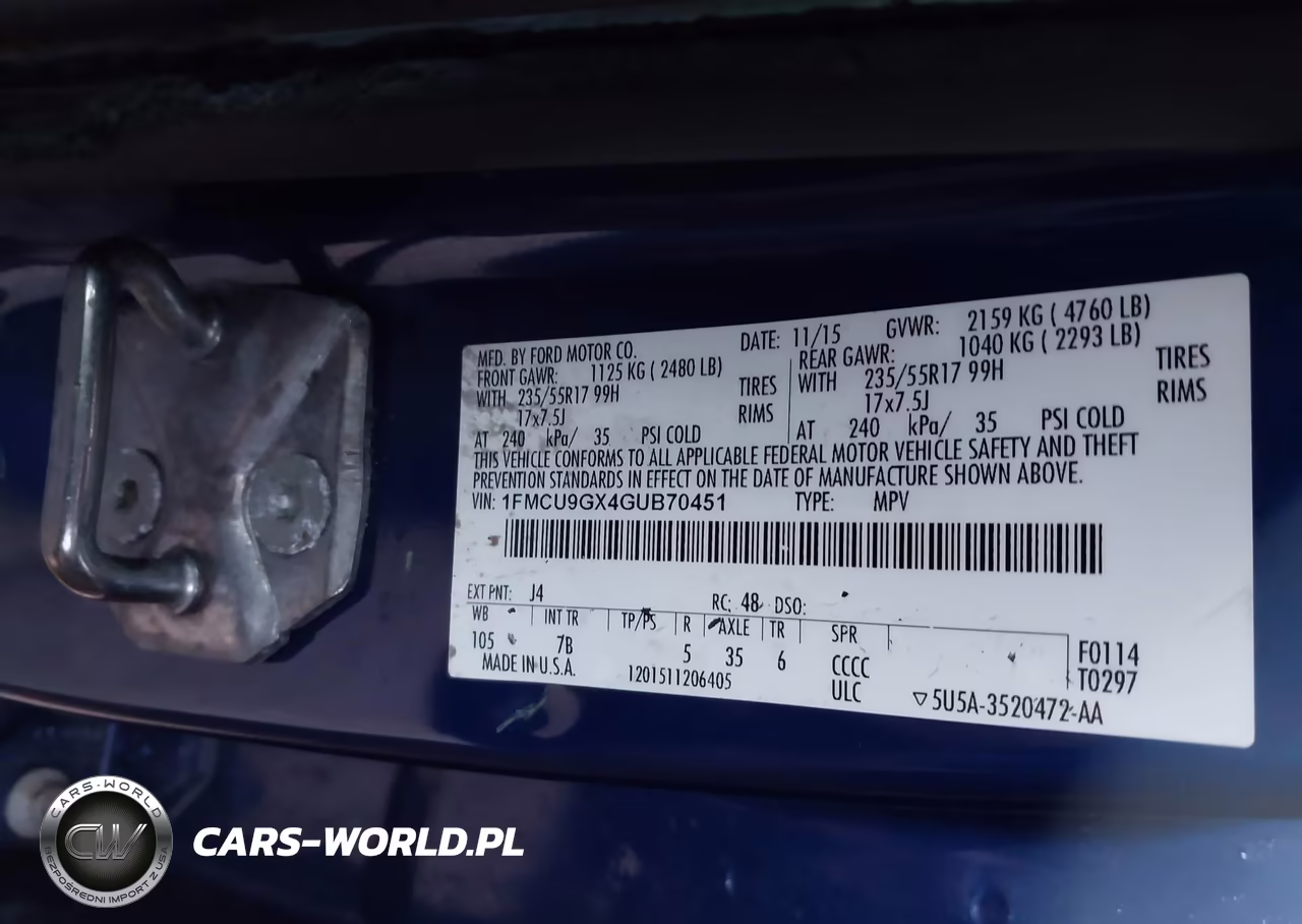 2016 Ford Escape Se VIN:1FMCU9GX4GUB70451 - 9
