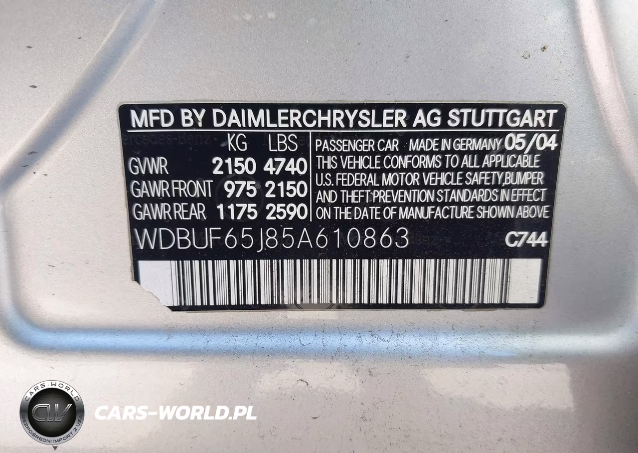 2005 Mercedes-Benz E 320 VIN:WDBUF65J85A610863 - 9