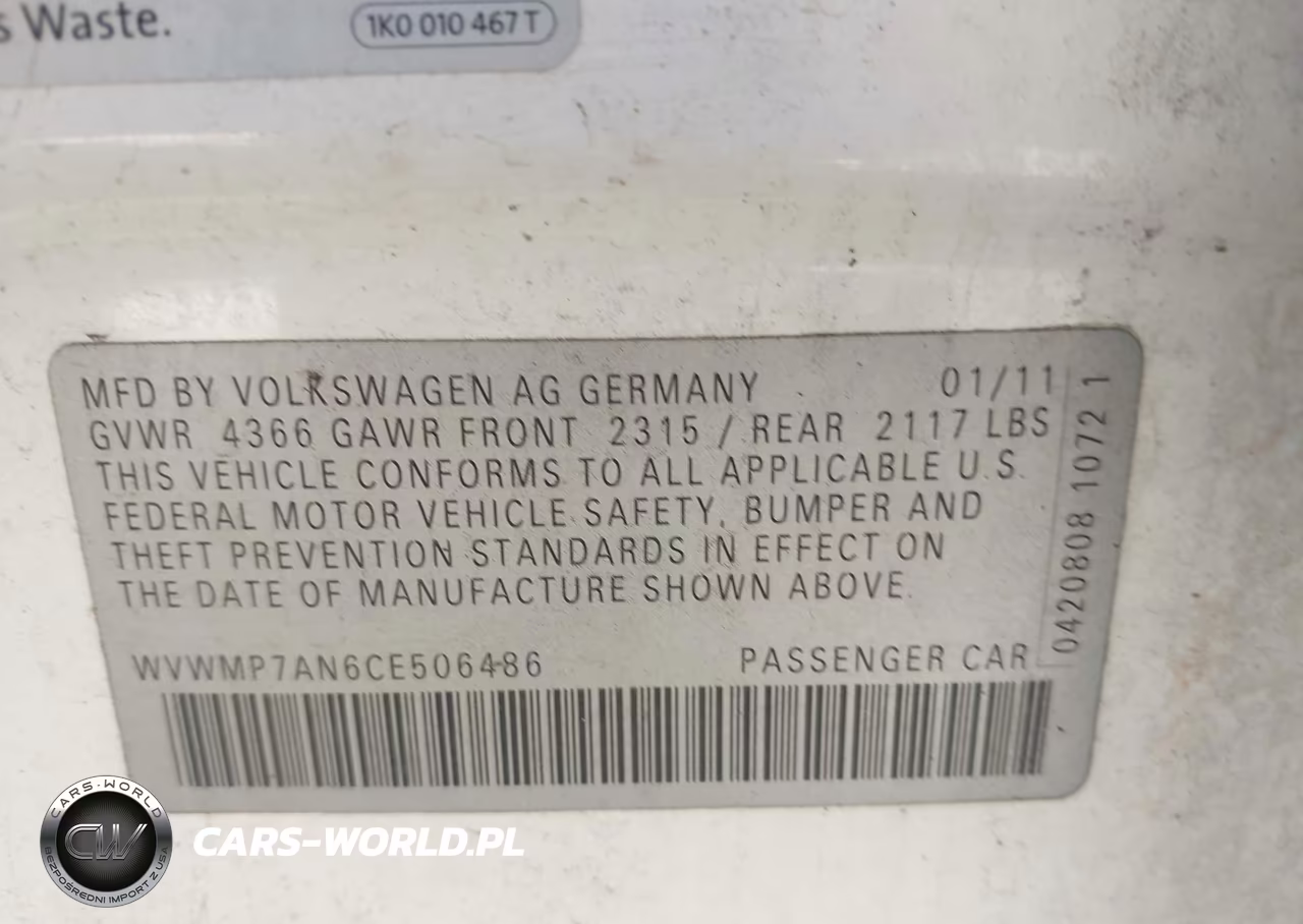 2012 Volkswagen Cc R-Line VIN:WVWMP7AN6CE506486 - 9