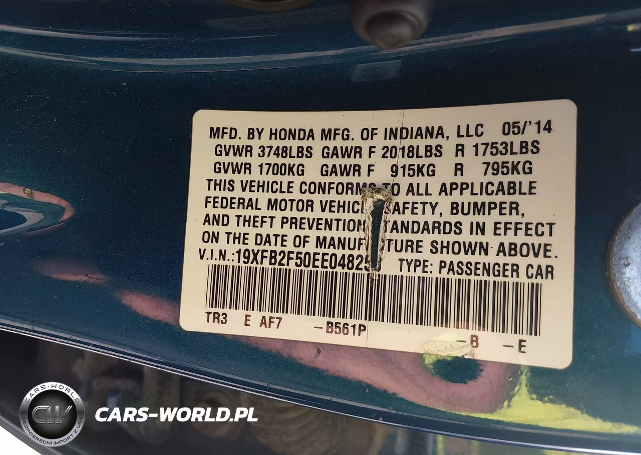 2014 Honda Civic Lx VIN:19XFB2F50EE048258 - 9