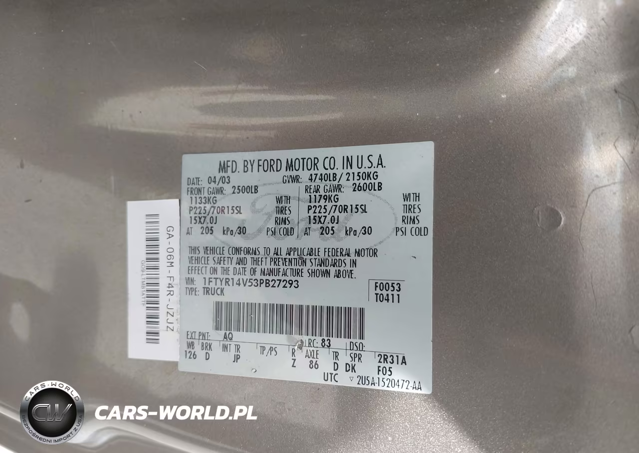 2003 Ford Ranger Edge-Tremor-Xl-Xlt VIN:1FTYR14V53PB27293 - 9