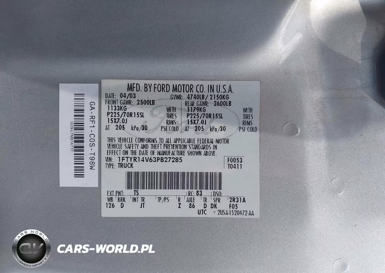 2003 Ford Ranger Edge-Tremor-Xl-Xlt VIN:1FTYR14V63PB27285 - 9