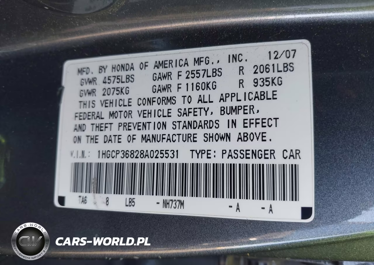 2008 Honda Accord 3.5 Ex-L VIN:1HGCP36828A025531 - 9